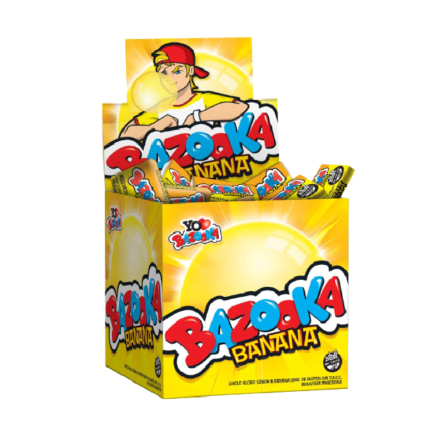 CHICLE BAZOKA BANANA POR 120 UNIDADES POR 4 GRS.