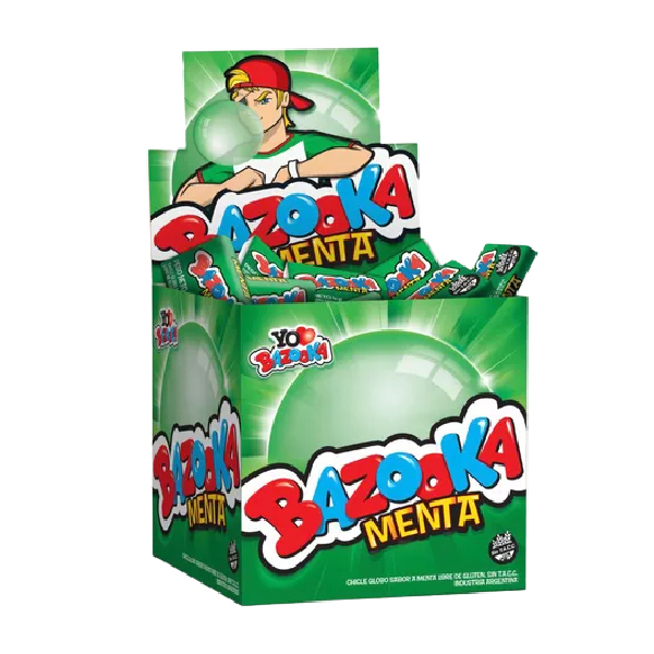 CHICLE BAZOKA MENTA POR 120 UNIDADES POR 4 GRS.